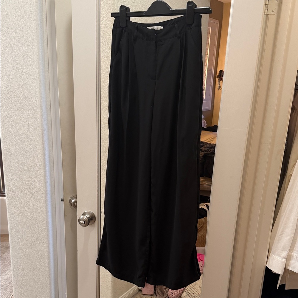 Elegant Black Polyester Black Slacks